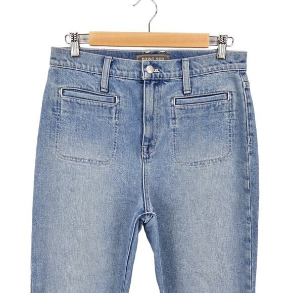 J. Crew Point Sur Kickout Crop Jean Light River Wash Front Patch Pockets Size 28 - Picture 2 of 7